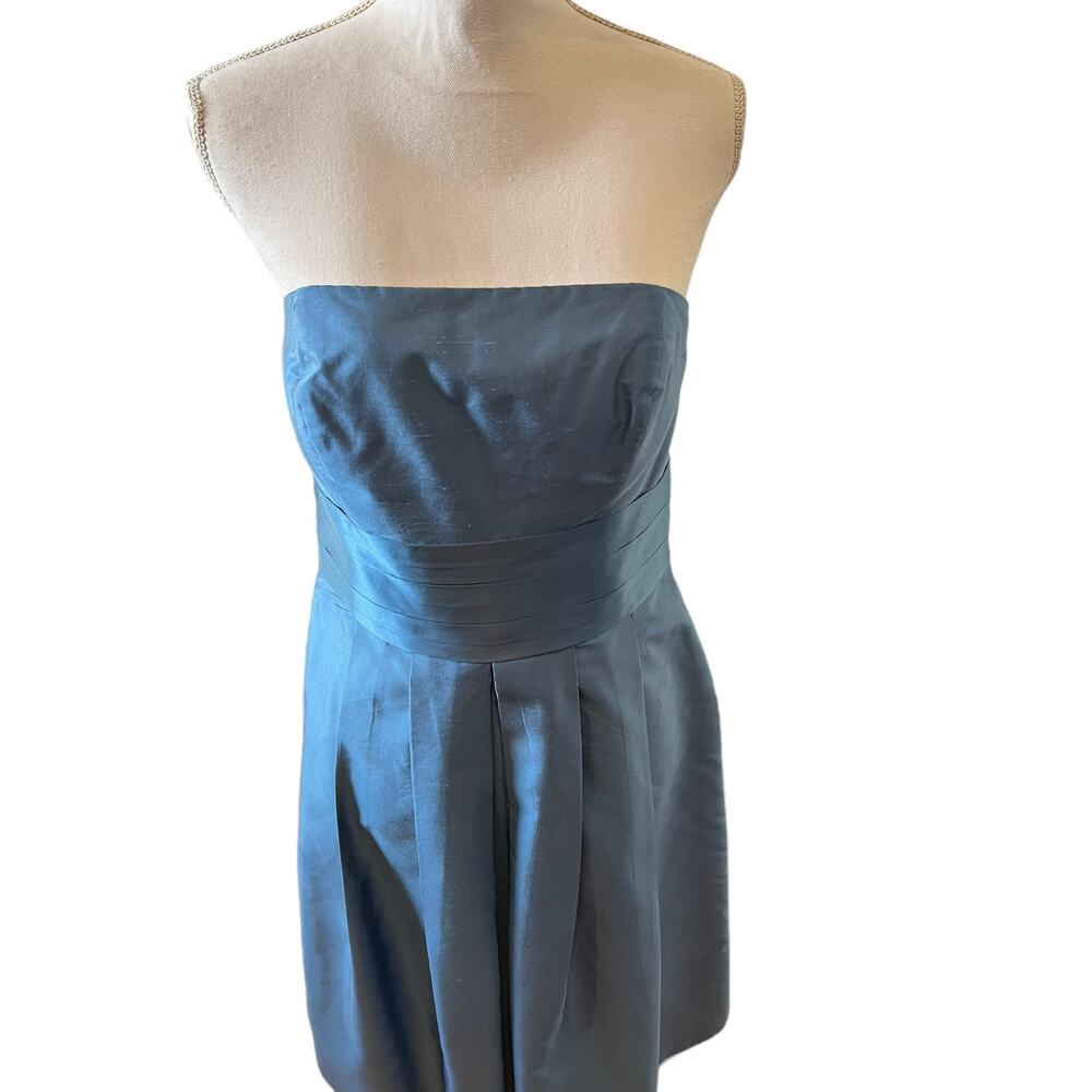 Ann Taylor Silk Strapless Cocktail Dress Slate Blue 6 - Picture 2 of 8